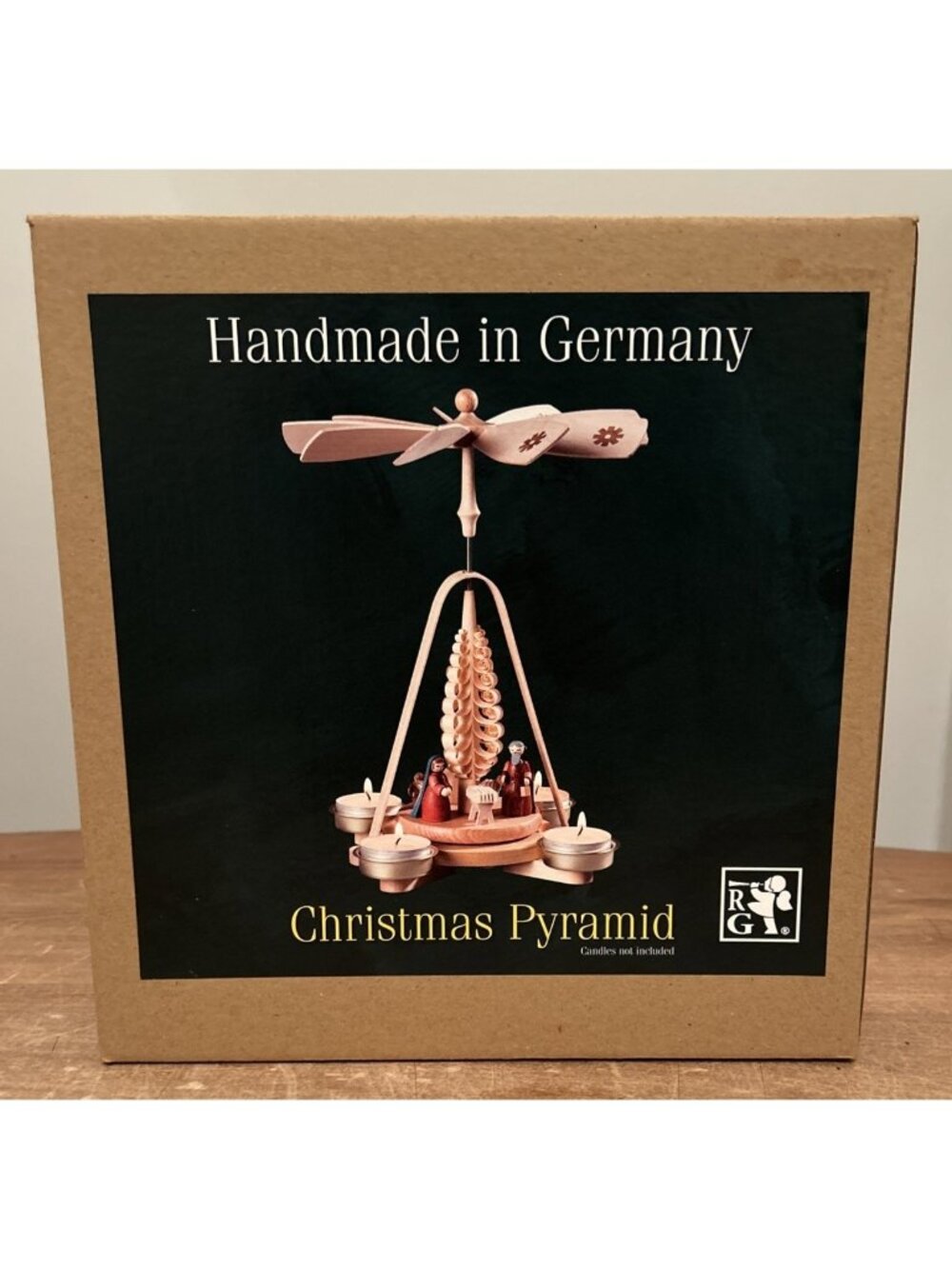 Richard Glasser Volkskunst Xmas Nativity Wood Pyramid Candle Holder Germany NEW